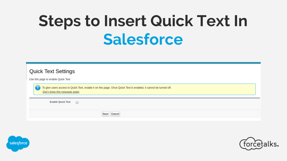 Steps to Insert Quick Text In Salesforce