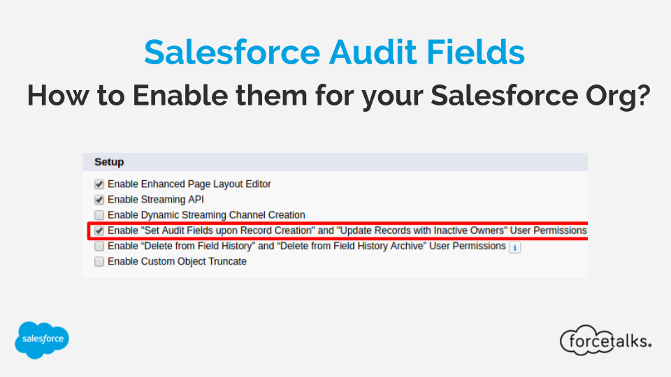 What is the use of Salesforce Audit Fields and How to Enable These fields for your salesforce Org?